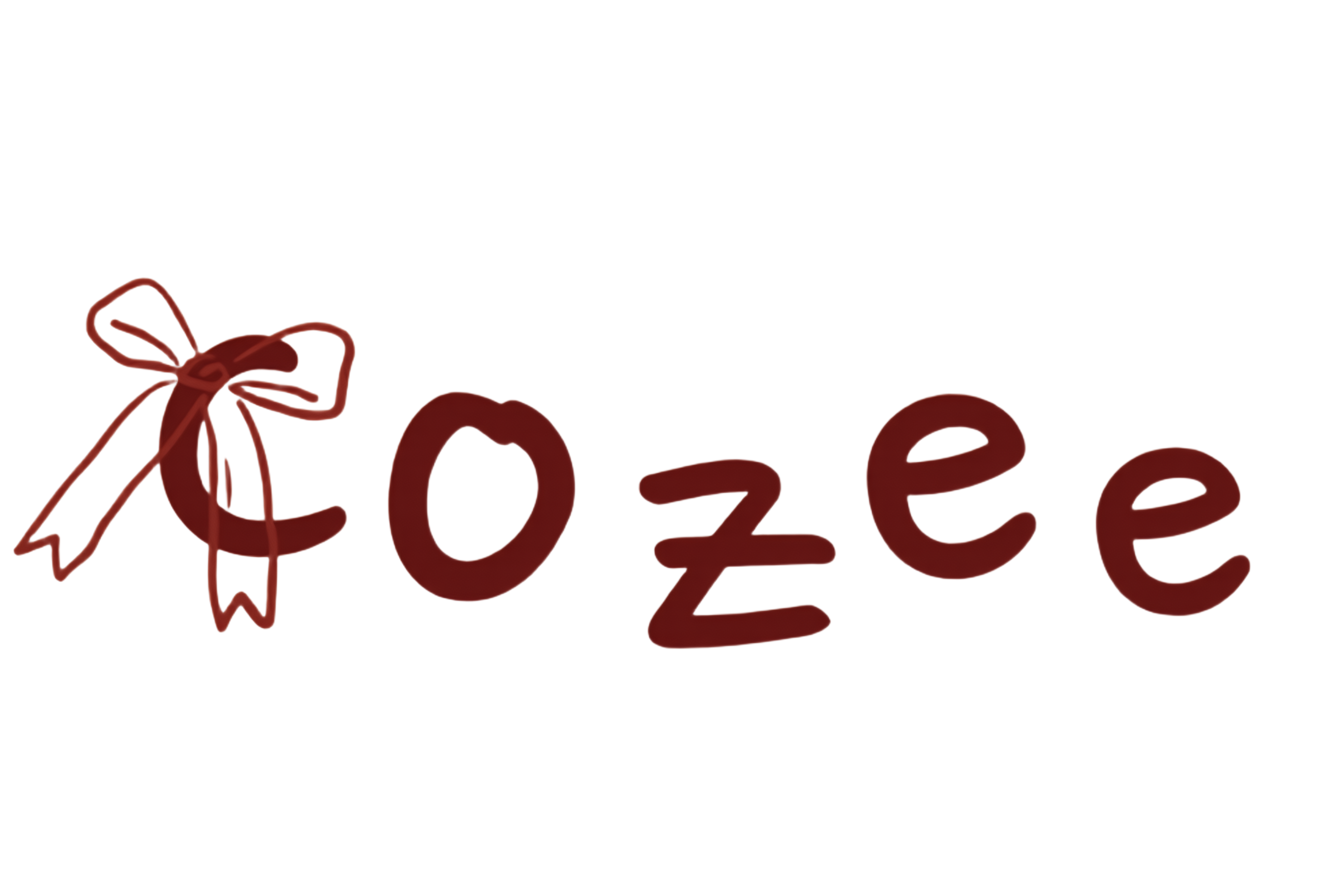 Logo with the word 'COZEE' and a bow design on a white background